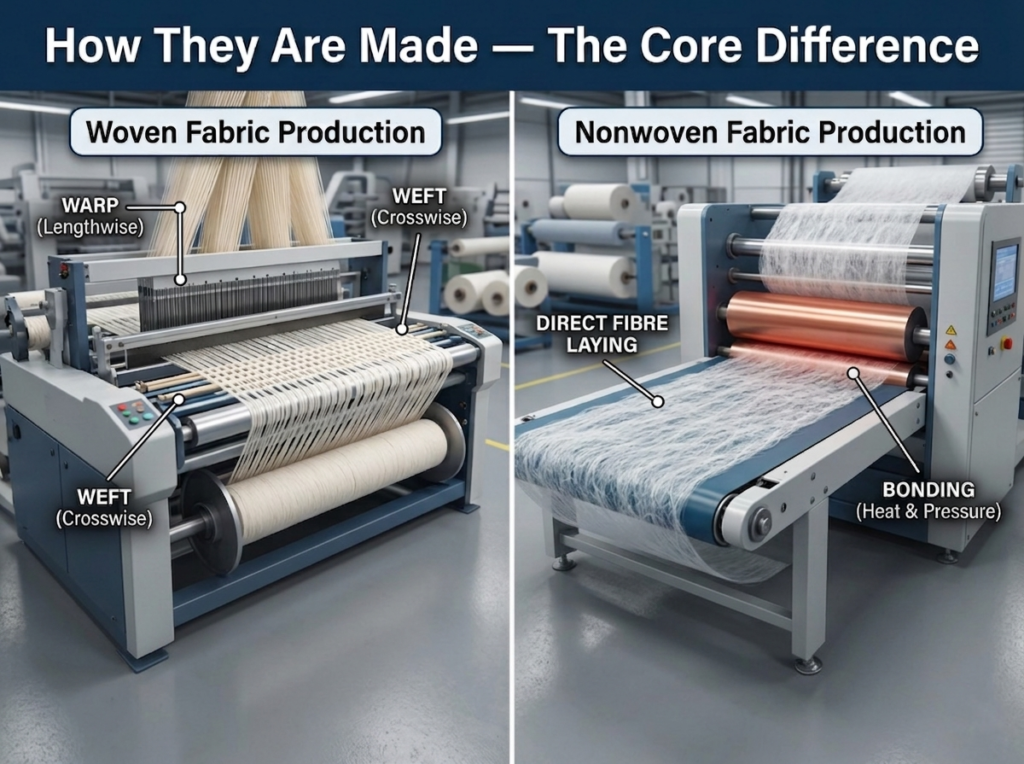 Nonwoven vs Woven Fabric core difference in production